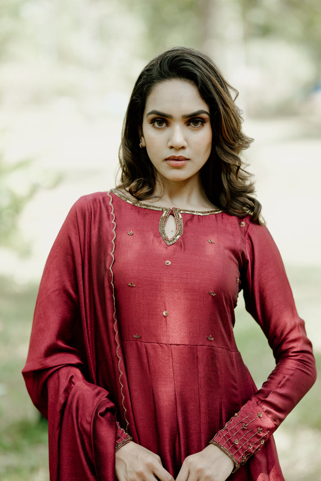 Handworked Panel Cut Kurta with Dupatta
