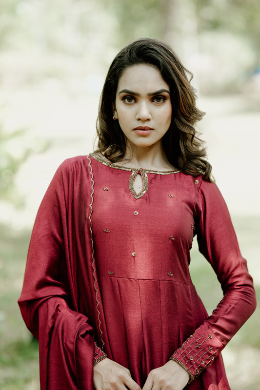 Handworked Panel Cut Kurta with Dupatta