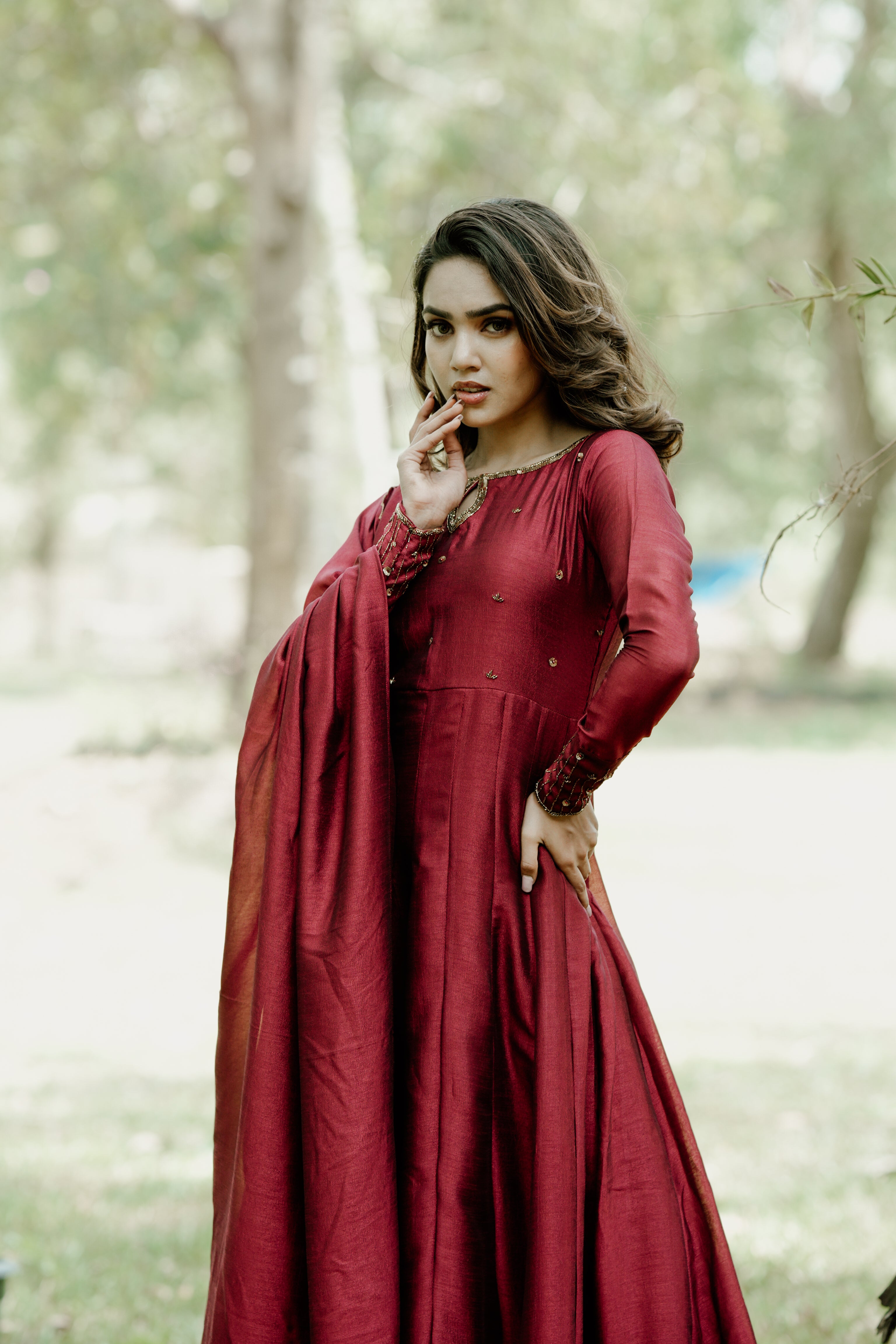 Handworked Panel Cut Kurta with Dupatta
