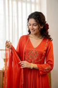 Handworked Pleated Kurta with Dupatta