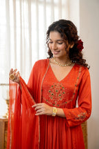 Handworked Pleated Kurta with Dupatta