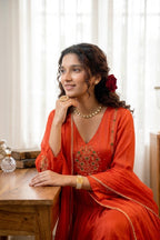 Handworked Pleated Kurta with Dupatta