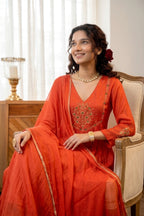 Handworked Pleated Kurta with Dupatta