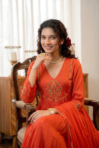 Handworked Pleated Kurta with Dupatta