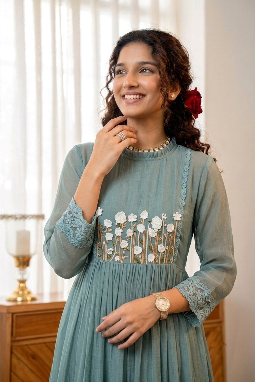 Handworked Pleated Kurta