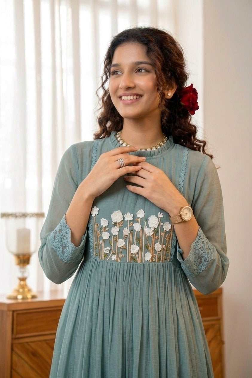 Handworked Pleated Kurta