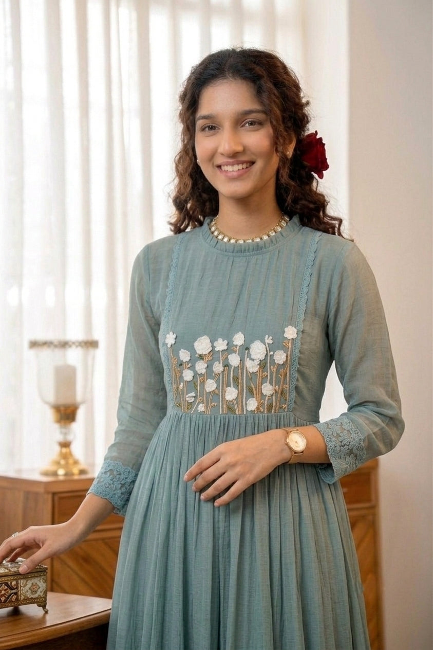 Handworked Pleated Kurta
