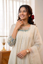 Handworked Pleated Kurta with Dupatta