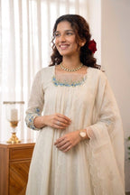 Handworked Pleated Kurta with Dupatta