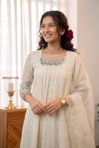 Handworked Pleated Kurta with Dupatta