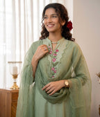 Handworked Kurta With Scalloped Dupatta