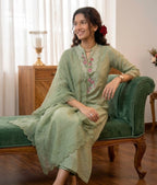 Handworked Kurta With Scalloped Dupatta