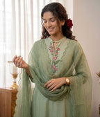 Handworked Kurta With Scalloped Dupatta