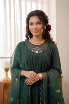 Handworked Pleated Kurta with scalloped dupatta