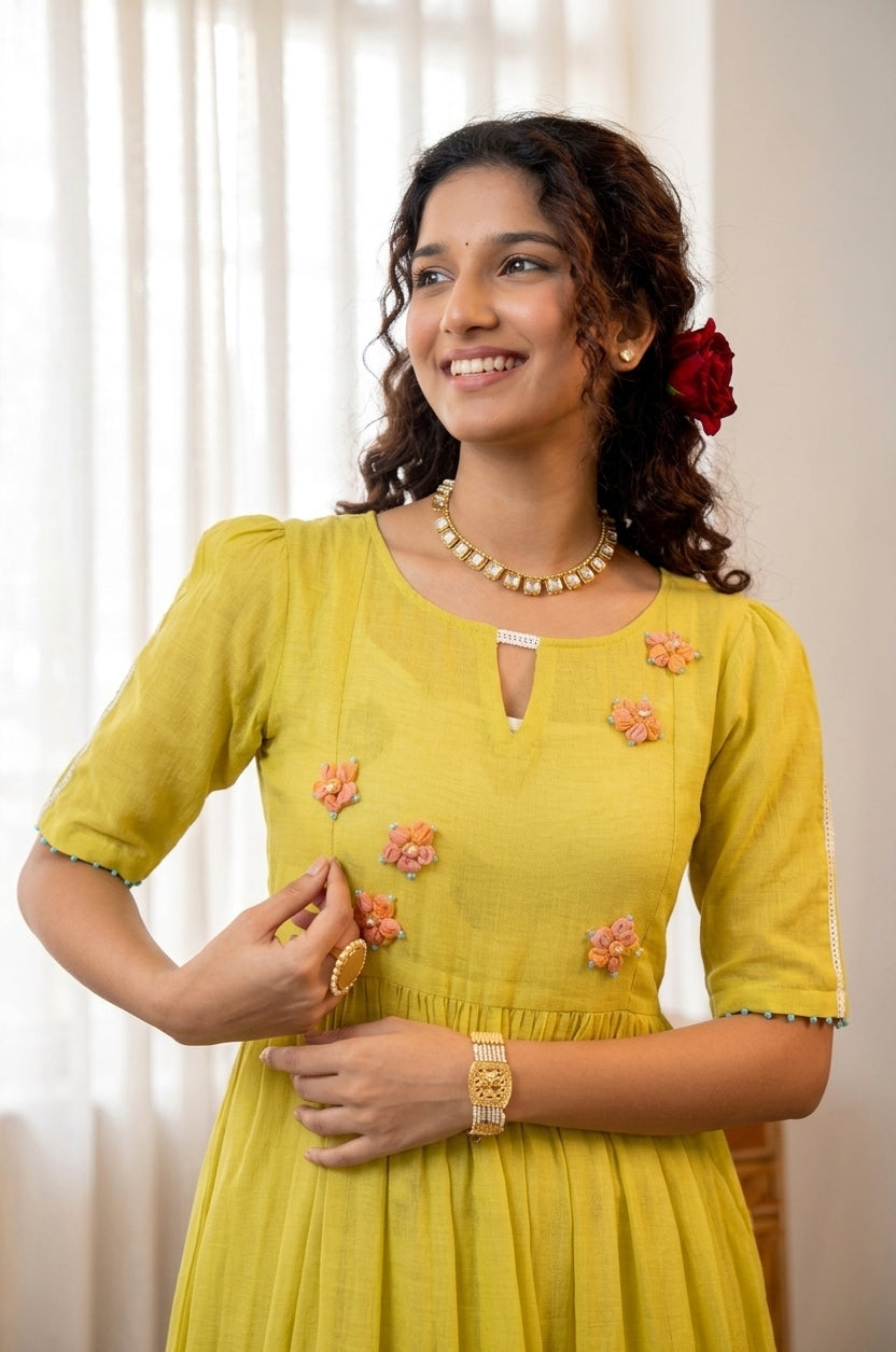 Handworked Pleated Kurta