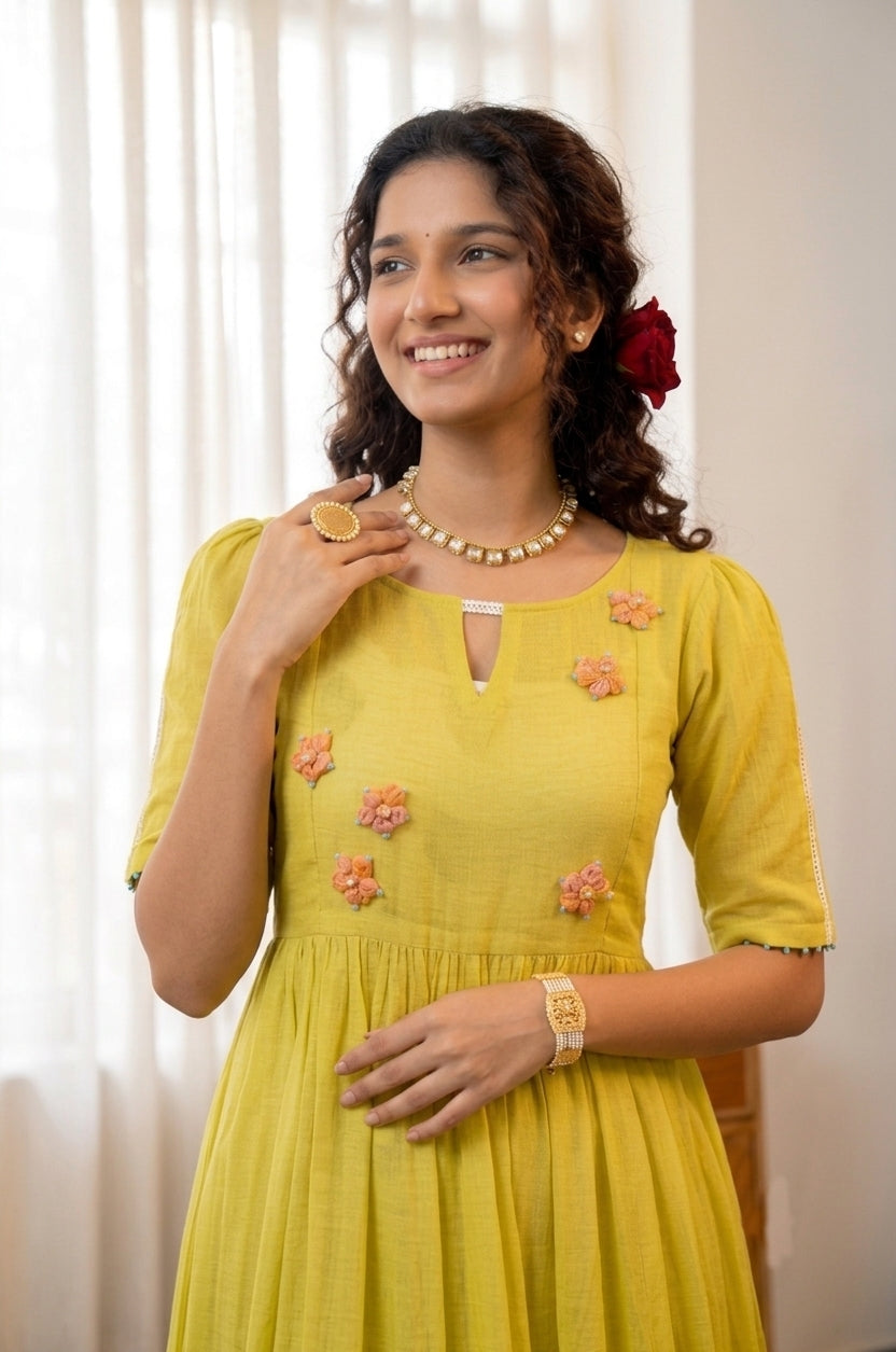 Handworked Pleated Kurta