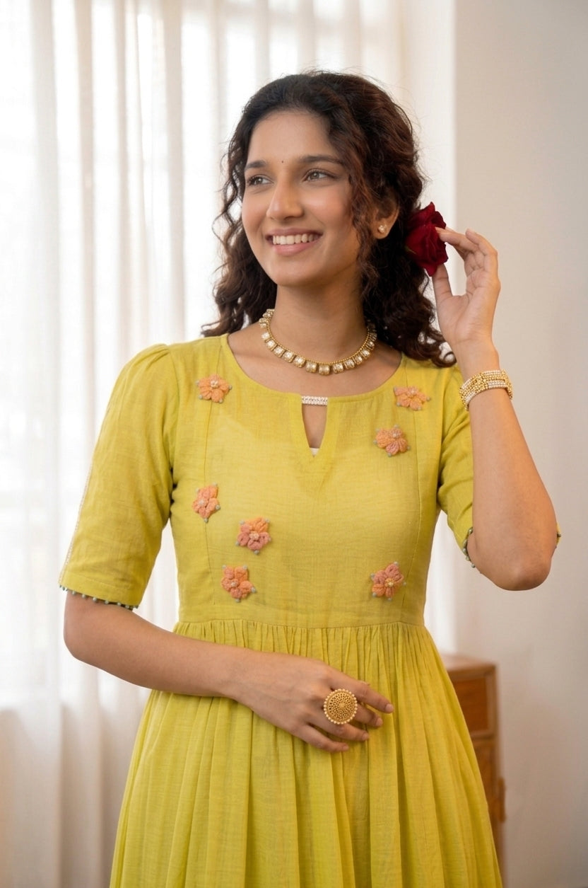Handworked Pleated Kurta