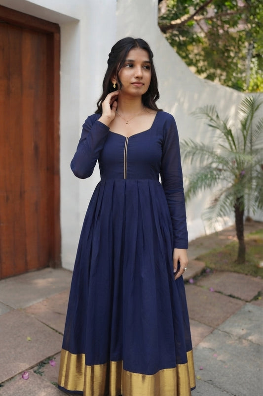 Handworked Pleated Kurta with Kasav Borders