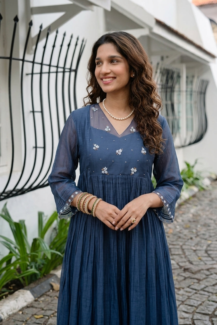 Designer Handworked Pleated Kurta