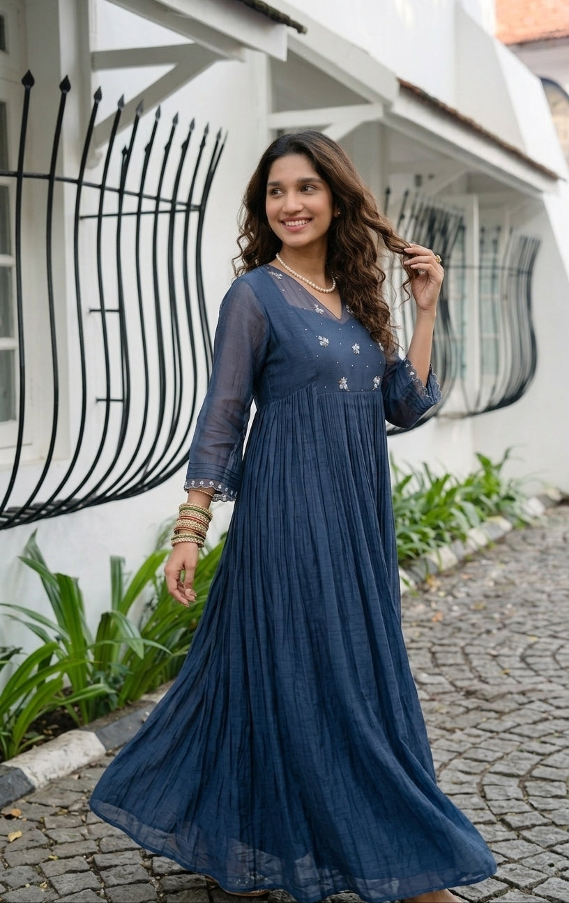 Designer Handworked Pleated Kurta