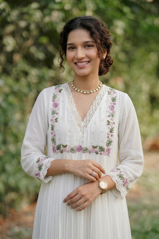 Handworked Designer Pleated kurta