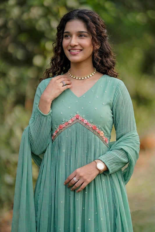 Handworked Pleated Kurta