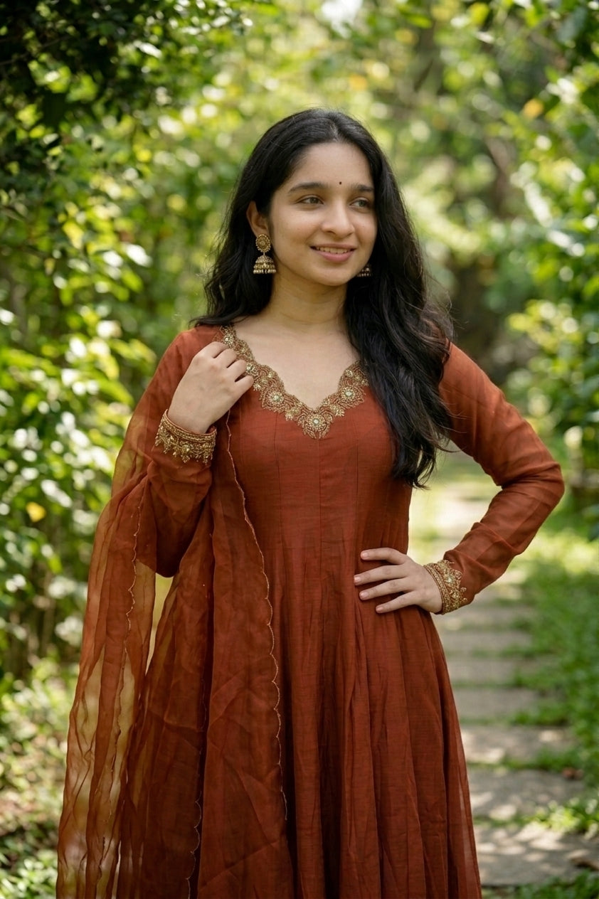 Handworked Panel Cut Kurta with Dupatta