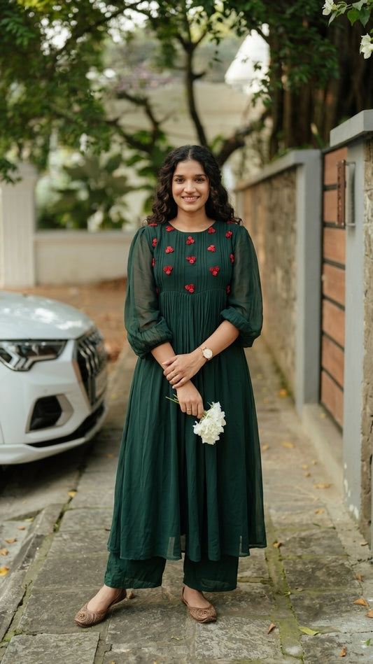 Handworked Pleated Kurta