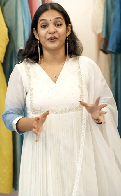 Handworked Pleated Kurta with Dupatta
