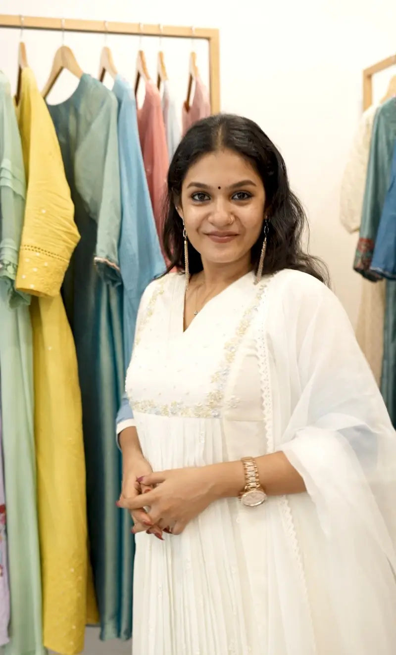 Handworked Pleated Kurta with Dupatta
