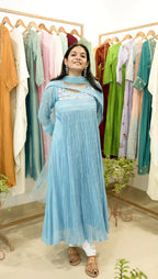 Handworked Pleated Kurta with Dupatta