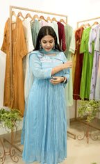 Handworked Pleated Kurta with Dupatta