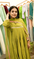 Handworked Pleated Kurta with Dupatta