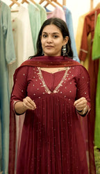 Handworked Pleated Kurta with Dupatta