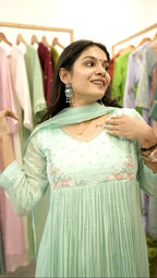 Handworked Pleated Kurta with Dupatta