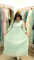 Handworked Pleated Kurta with Dupatta