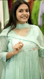Handworked Pleated Kurta with Dupatta