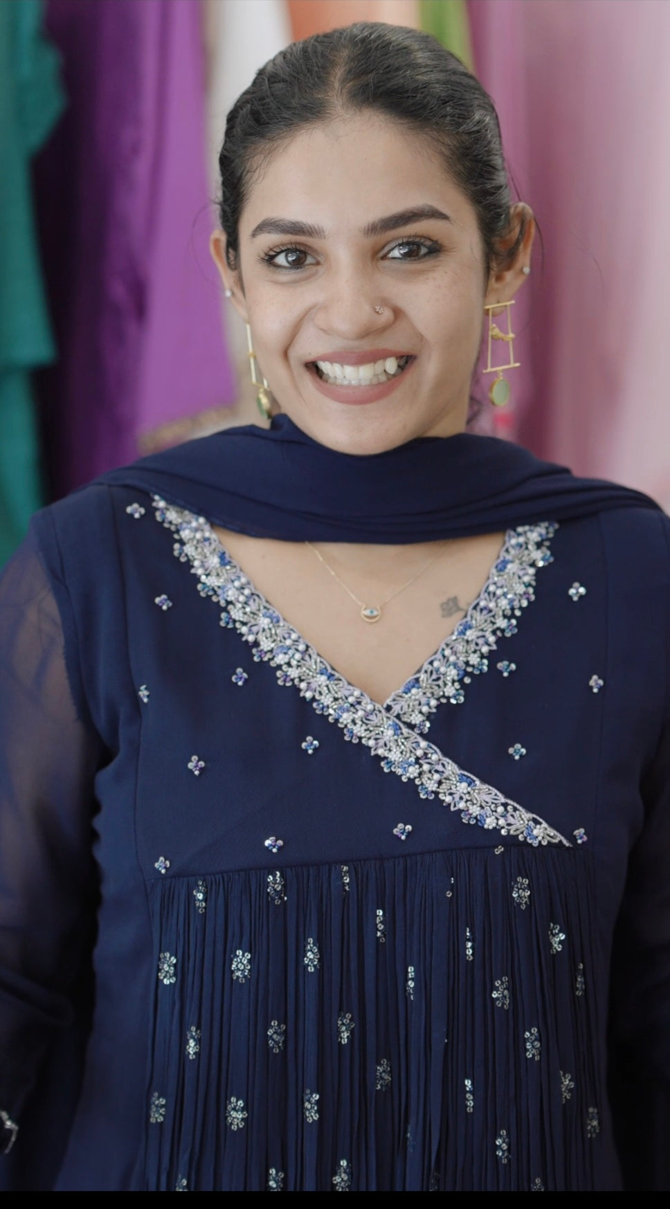 Handworked Pleated Kurta with Dupatta