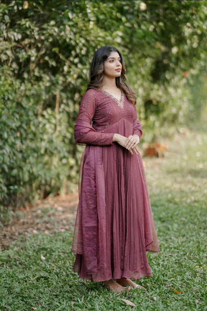 Handworked Pleated Kurta with Dupatta