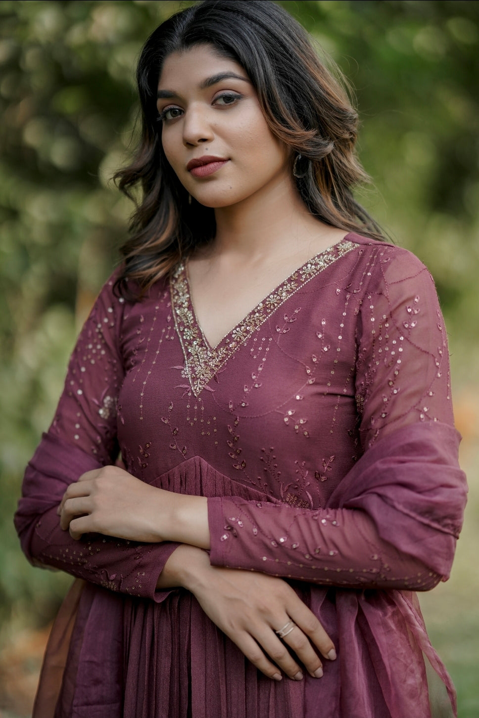 Handworked Pleated Kurta with Dupatta