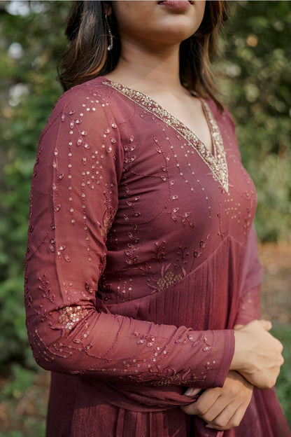 Handworked Pleated Kurta with Dupatta