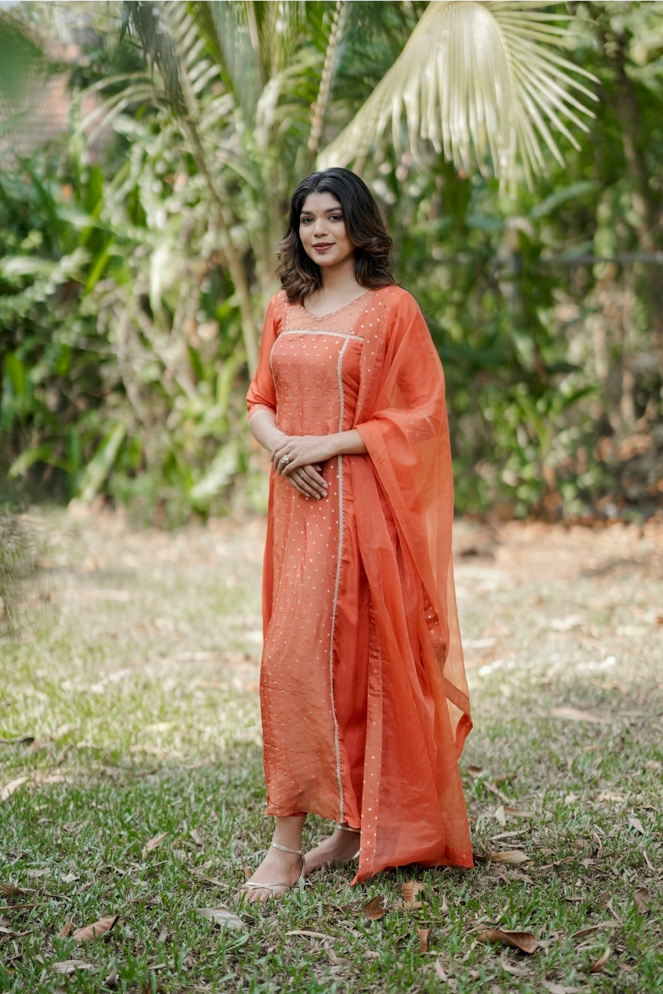 Handworked 3 panel kurta with dupatta