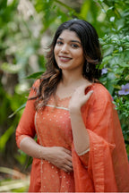 Handworked 3 panel kurta with dupatta