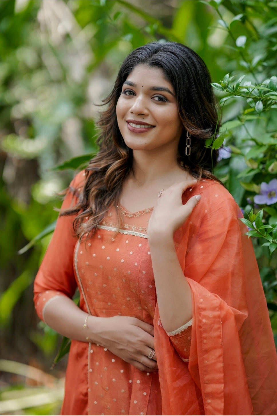 Handworked 3 panel kurta with dupatta