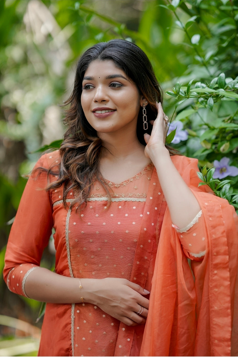 Handworked 3 panel kurta with dupatta