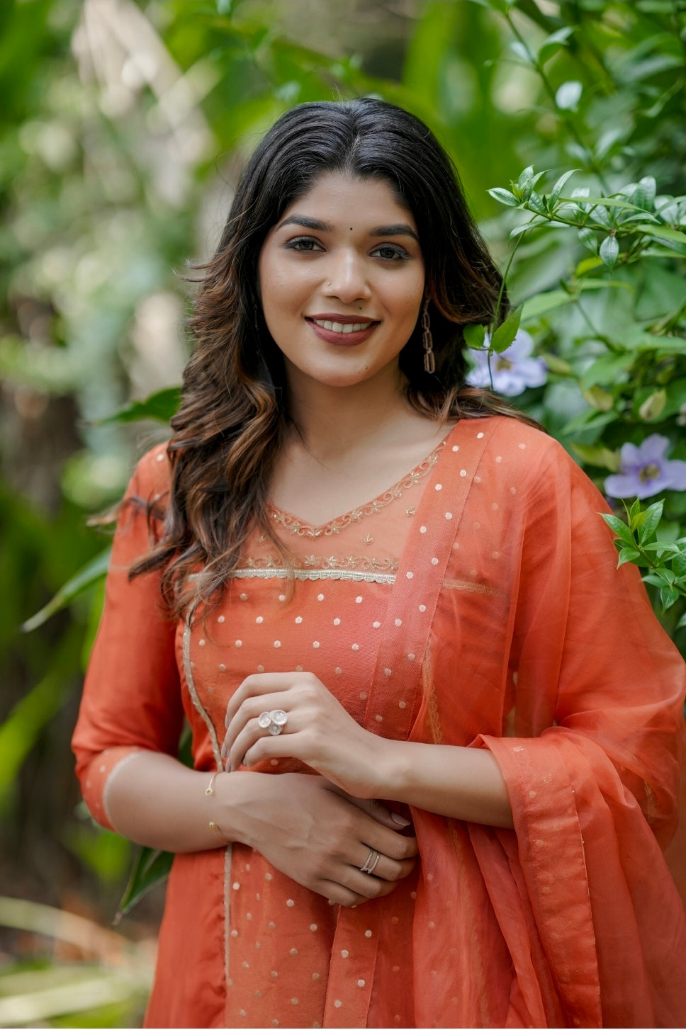 Handworked 3 panel kurta with dupatta