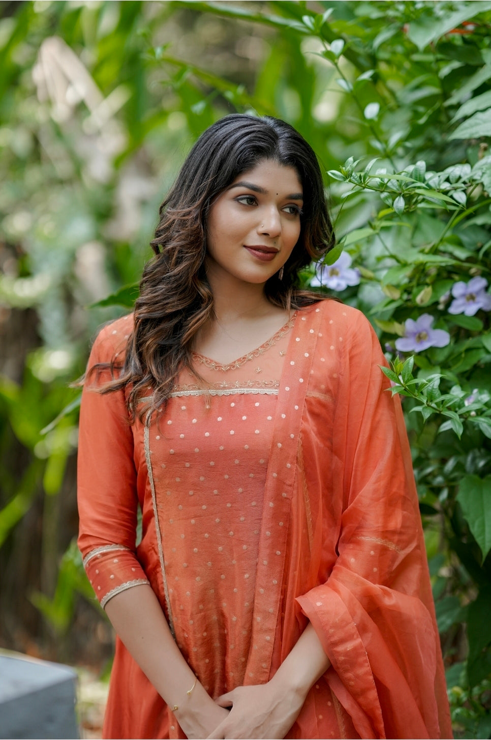 Handworked 3 panel kurta with dupatta