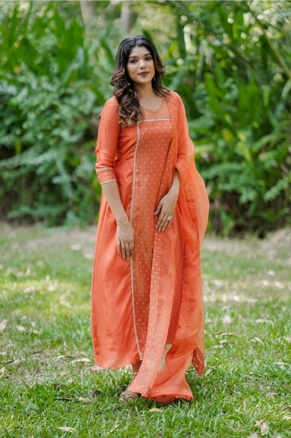 Handworked 3 panel kurta with dupatta